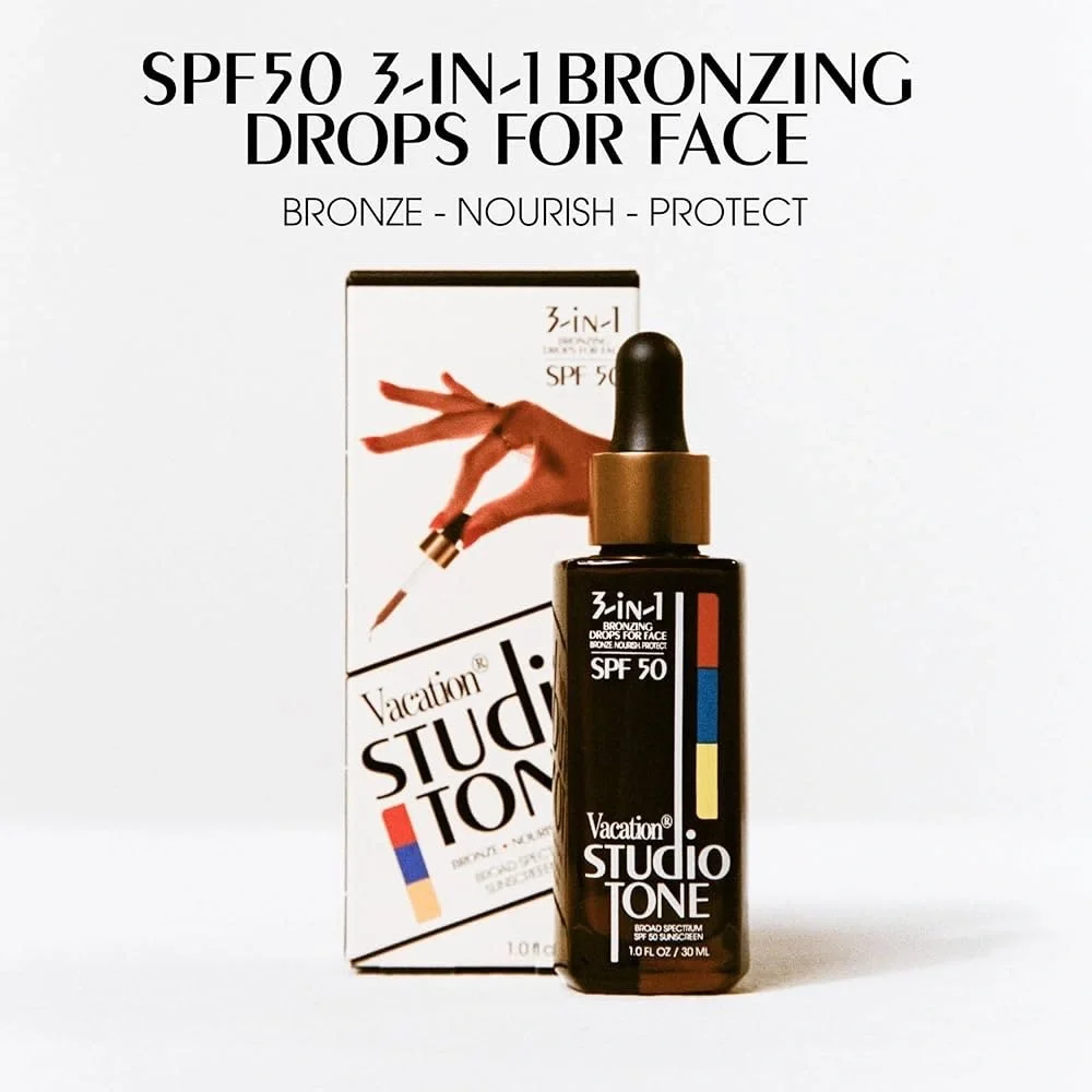 NIB Vacation Studio Tone 3-in-1 Bronzing Drops of the Face Sunscreen SPF50 1 FL - Picture 2 of 9